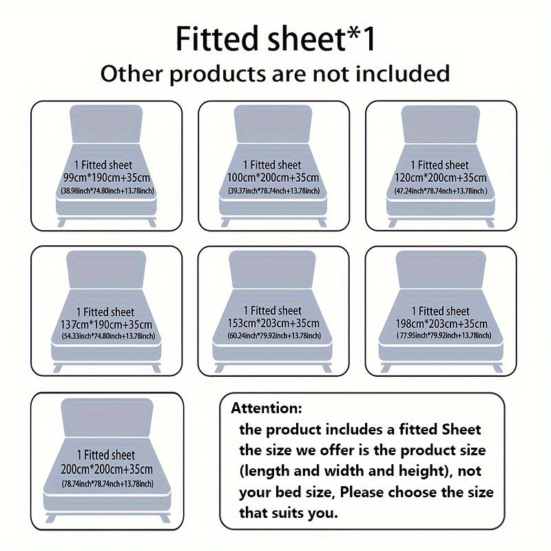 1PC High Quality TPU Thickened Quilted Breathable Soft and Comfortable Square Grid Solid Color Single Fitted Sheet Without Pillowcase