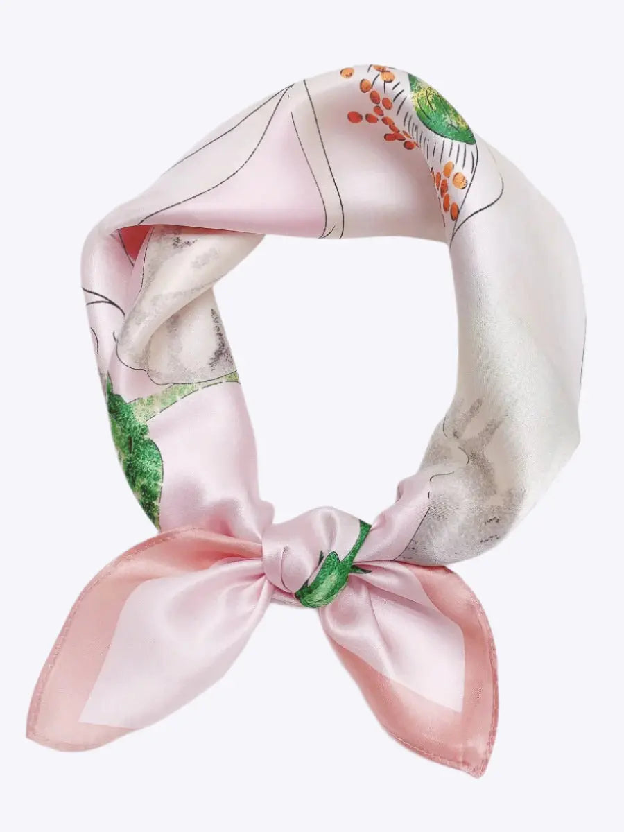 Katarina – Kunstnerisk blomsterdesign dame firkantet tørklæde-Scarf-Zuruz-Lyserød-53 cm × 53 cm-Zuruz