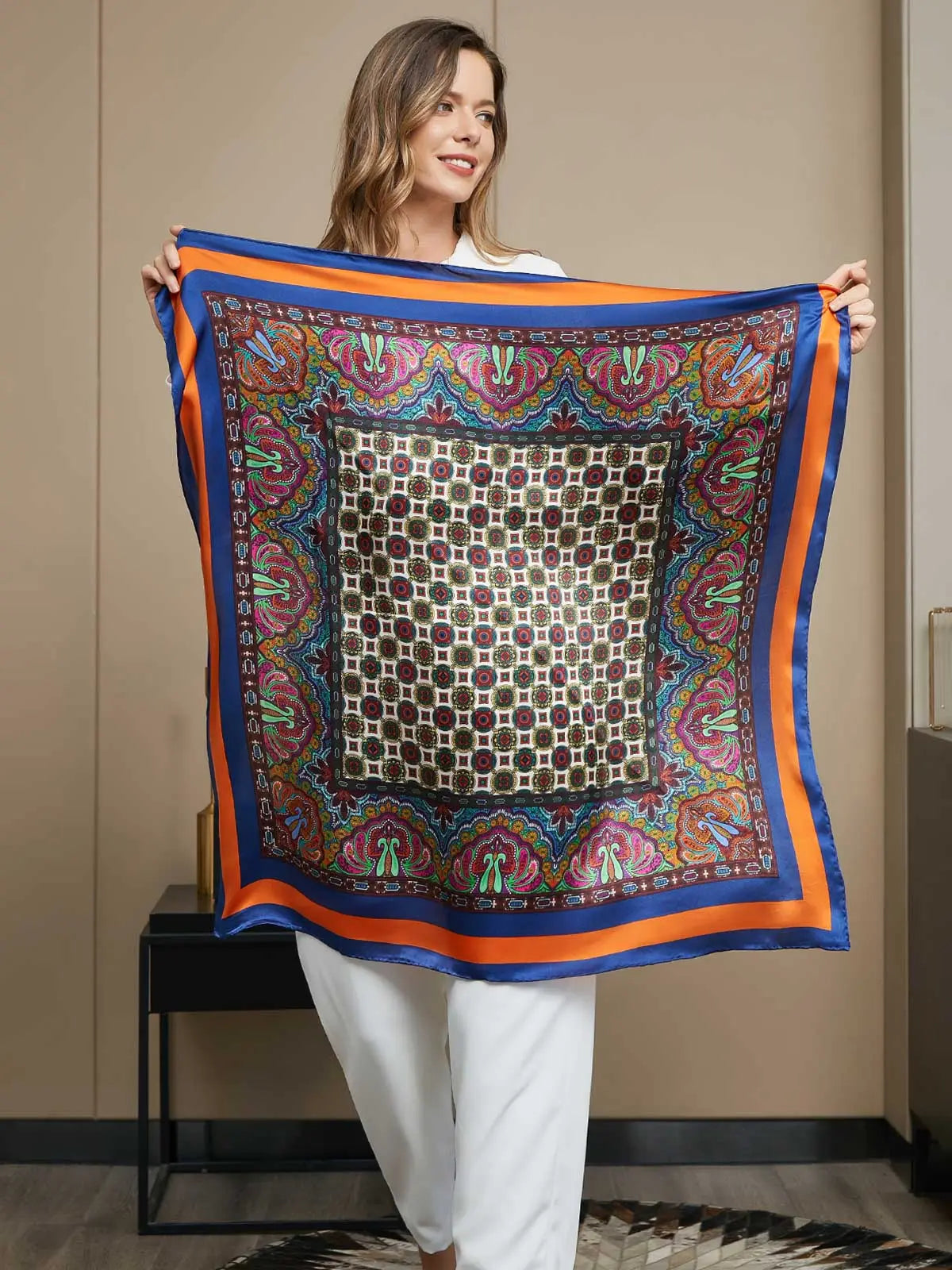 Britt – Livlig vævet tekstur dame firkantet tørklæde-Scarf-Zuruz-Zuruz