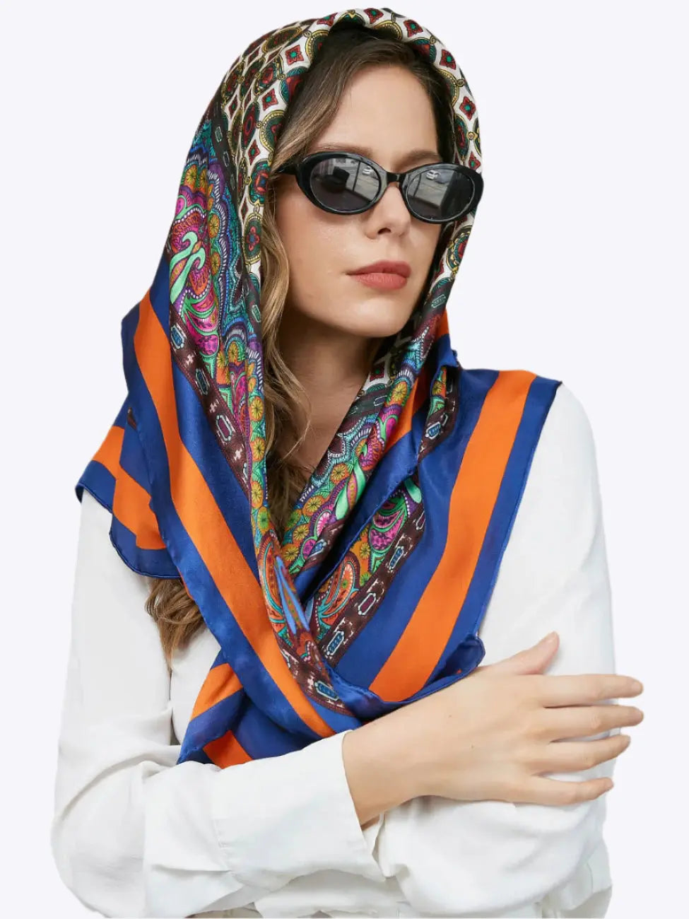Britt – Livlig vævet tekstur dame firkantet tørklæde-Scarf-Zuruz-Flerfarvet-86 cm × 86 cm-Zuruz