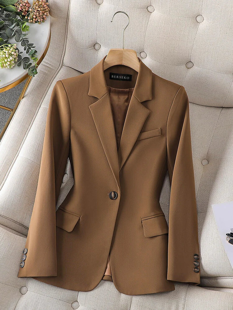 Women'S Tailored Blazer - Fitted Silhouette - Single Button - Notched Lapels