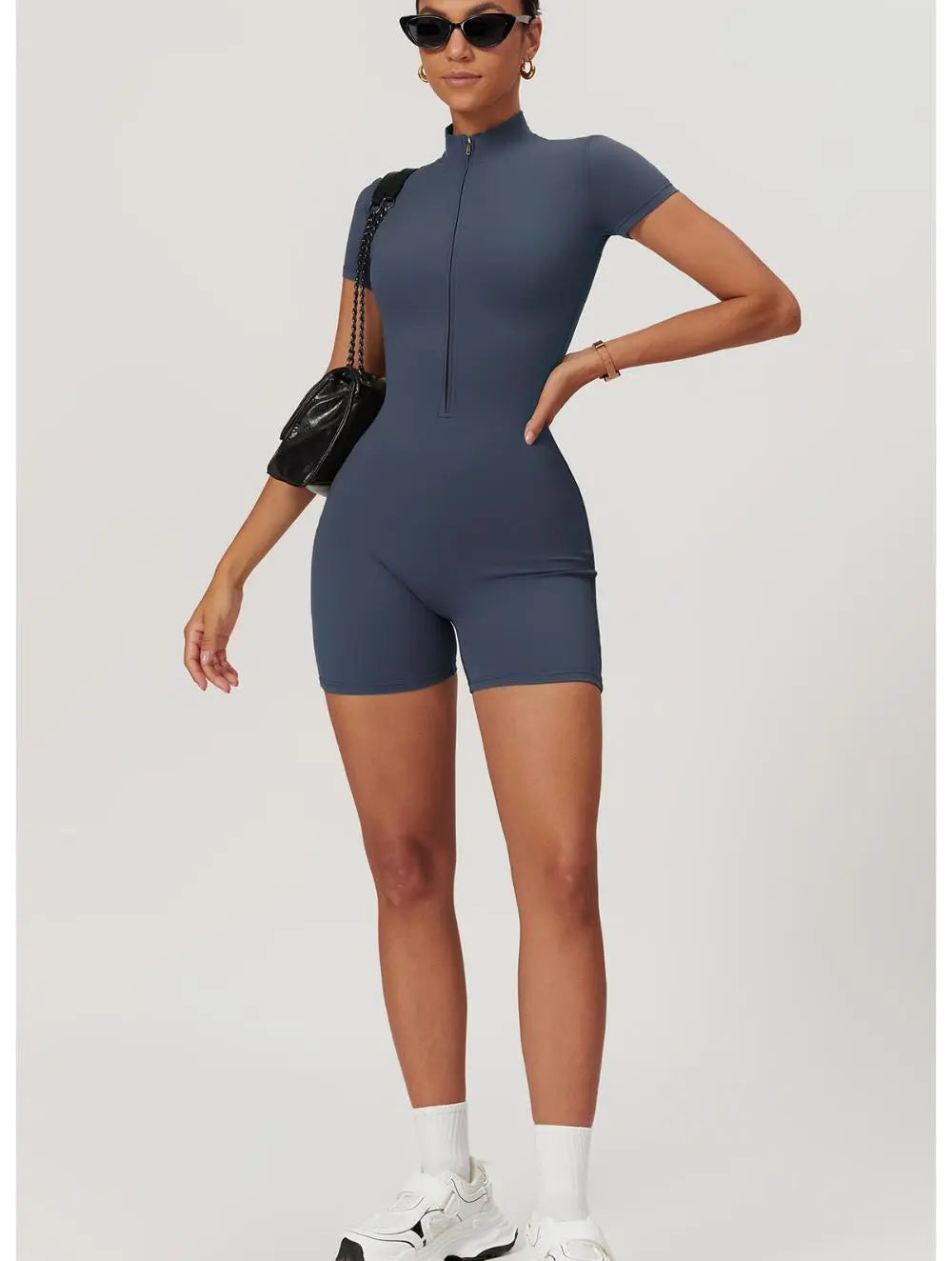 Suvi – Sømløs konturerende dame yoga fitness jumpsuit-shapewear-Zuruz-Marineblå-S-Zuruz