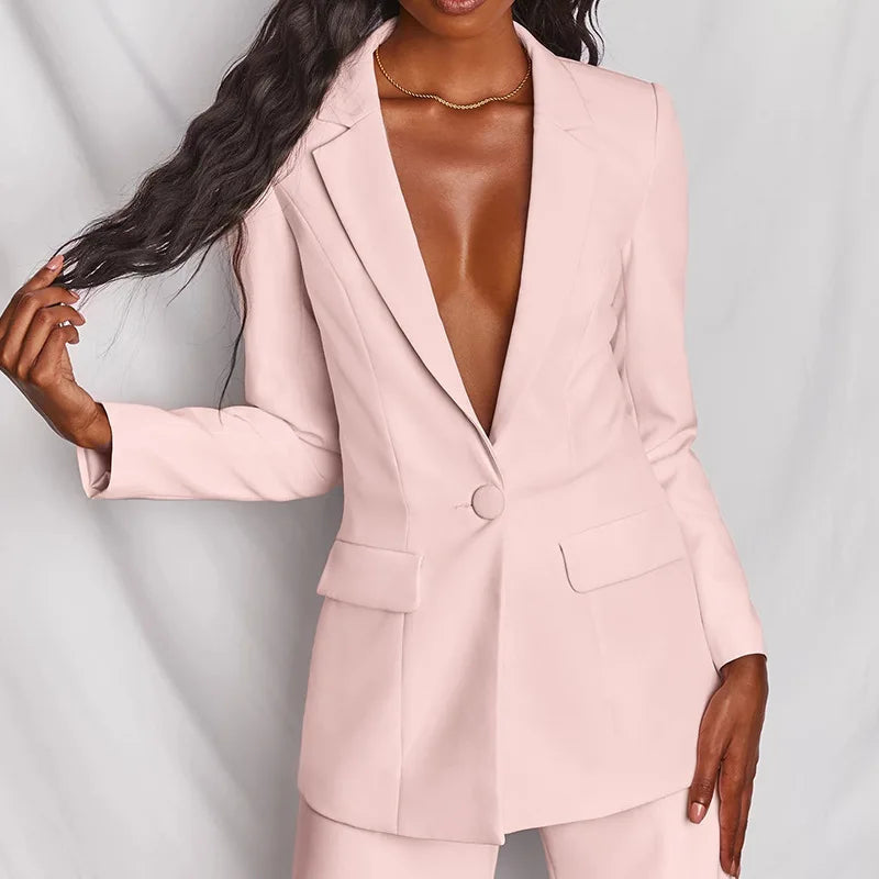 Women’S Tailored Suit – Oversized Blazer – High-Waisted Trousers – Structured Fit