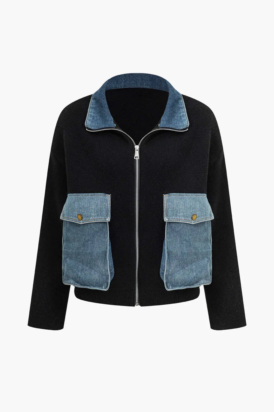 Yolanthe – Unikt Patchwork Design Kvinde Sweater Cardigan-Cardigans-Zuruz-Sort-S-Zuruz