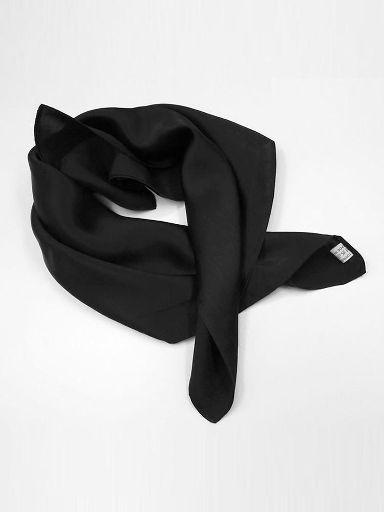 Dragana – Blød satin glans dame firkantet tørklæde-Scarf-Zuruz-Sort-53.34 cm × 53.34 cm-Zuruz