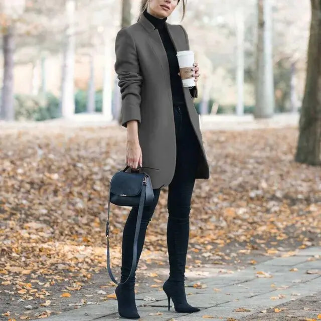 Brynja - Tidløs Vinter Chic Kvinde Modejakke-Jackets/ blazers-Zuruz-Mørkegrå-S-Zuruz
