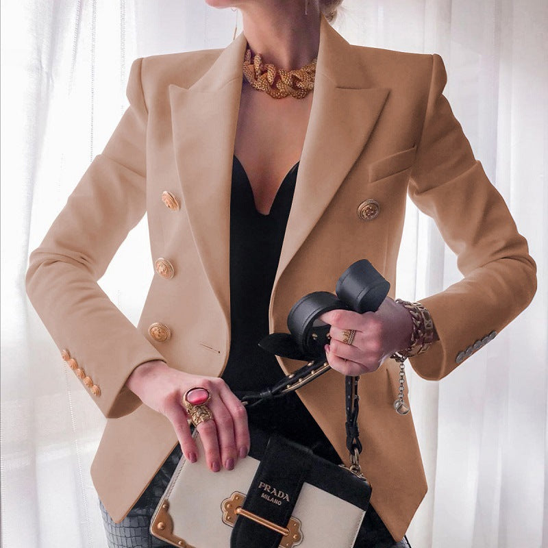 Women’S Blazer – Tailored Fit – Double-Breasted – Gold Buttons – Structured Shoulders