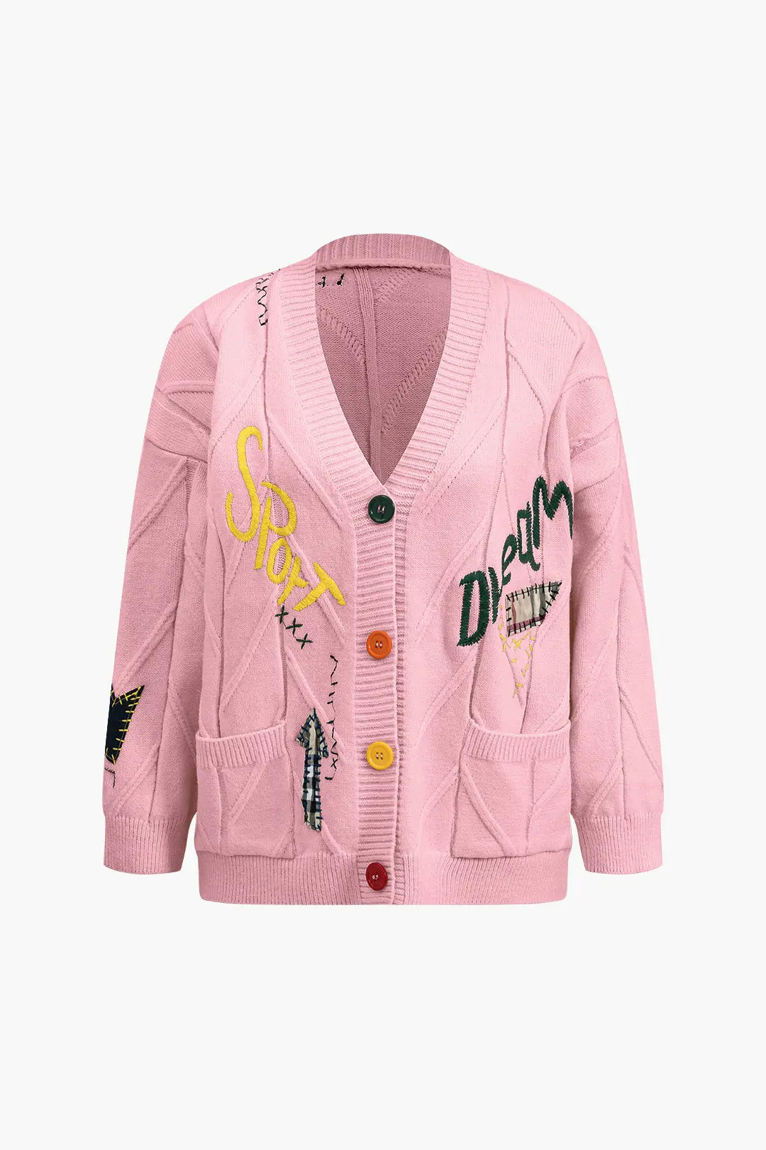 Natalie – Stilfuldt Broderet Bogstav Sweater Cardigan til Kvinder-Cardigans-Zuruz-Lyserød-S-Zuruz