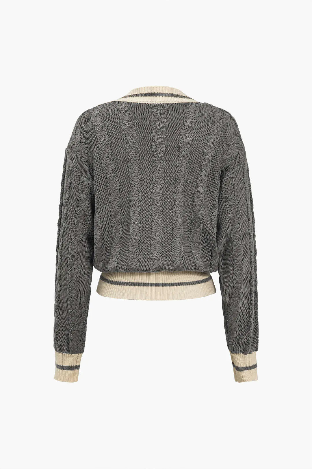 Clarimond – Farveblok Printet Knapdetaljeret Sweater Cardigan til Kvinder-Cardigans-Zuruz-Zuruz