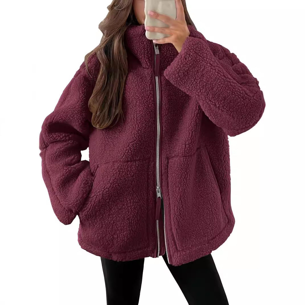 Teddy Zip Jacket til kvinder - hyggelig fleecejakke til vinter og efterår