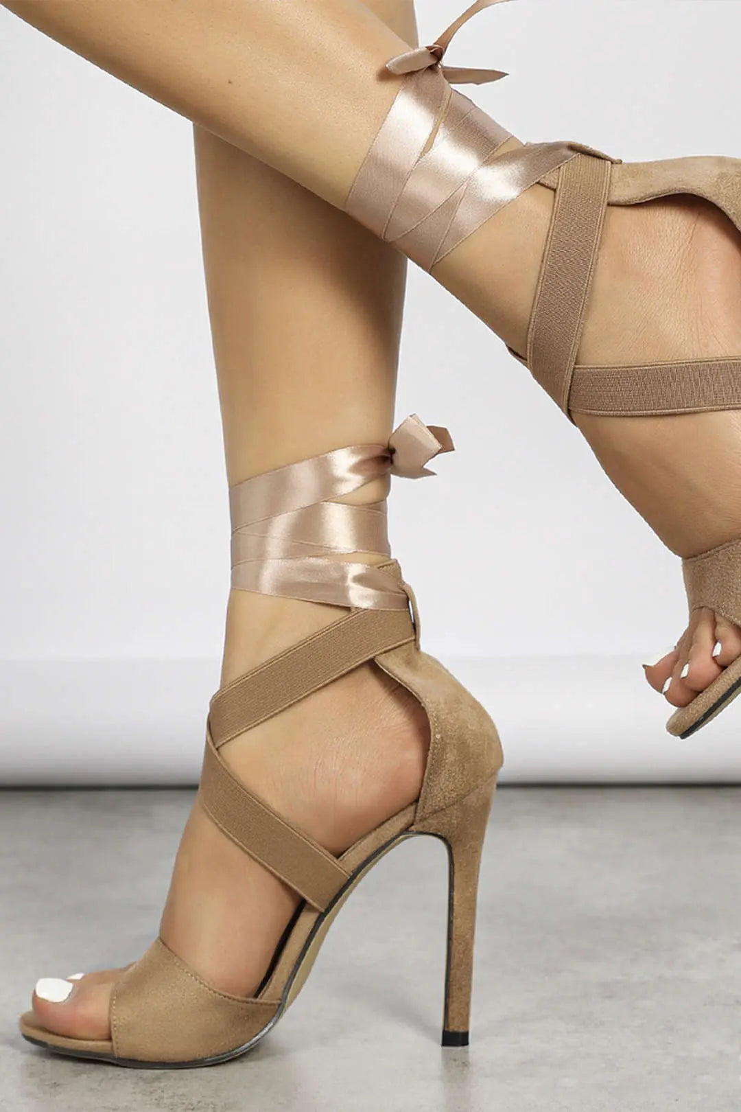Natalia – Faux Ruskind Krydsede Snørebånd Kvinde Hæle-Heels-Zuruz-Zuruz