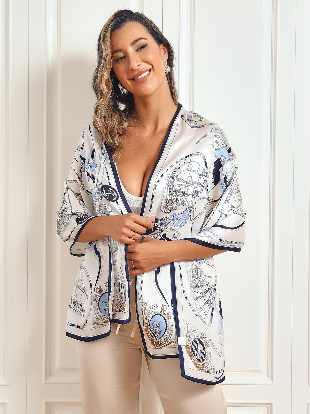 Ginevra – Elegant printet tekstur dame tørklæde-Scarf-Zuruz-Zuruz