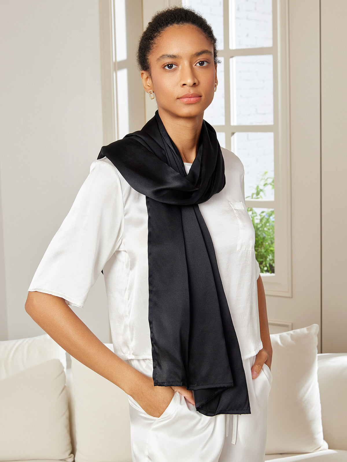 Marijana – Hyggeligt og klassisk dame tørklæde-Scarf-Zuruz-Sort-170 cm × 53 cm-Zuruz