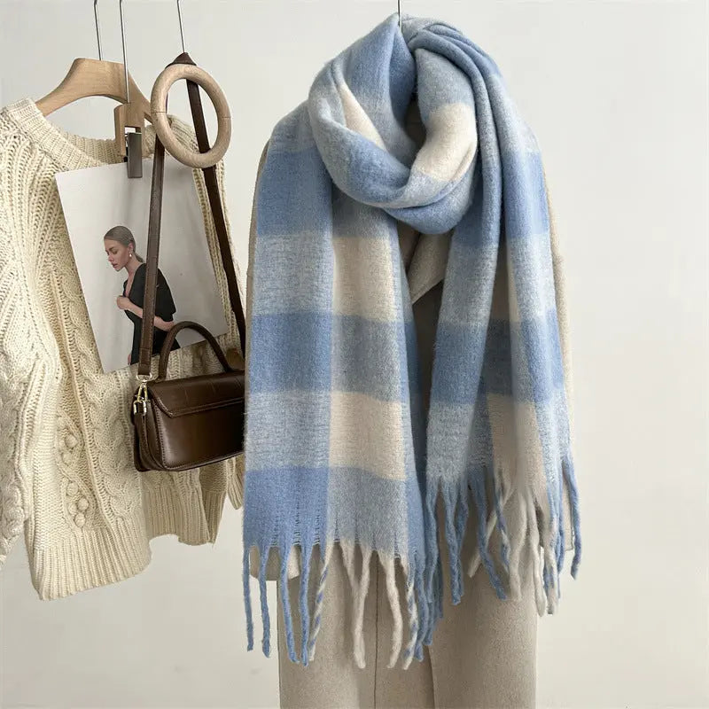 Ornella - Stilfuldt Strikket Kvinde Halstørklæde-Scarf-Zuruz-Himmelblå-38x250cm-Zuruz
