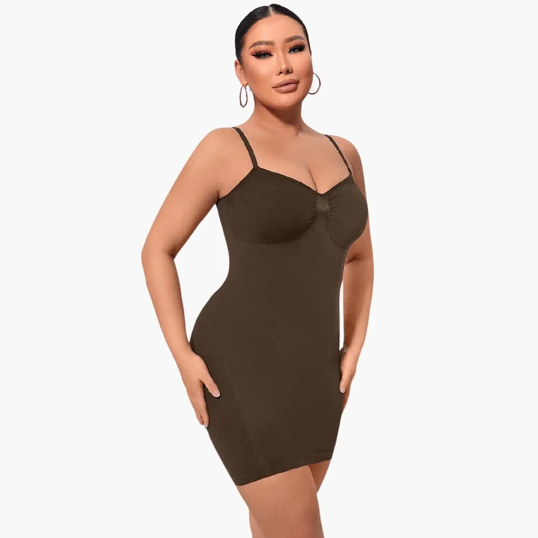 Caolinn – Slank silhuet dame shapewear kjole-Dresses-Zuruz-Brun-S-Zuruz