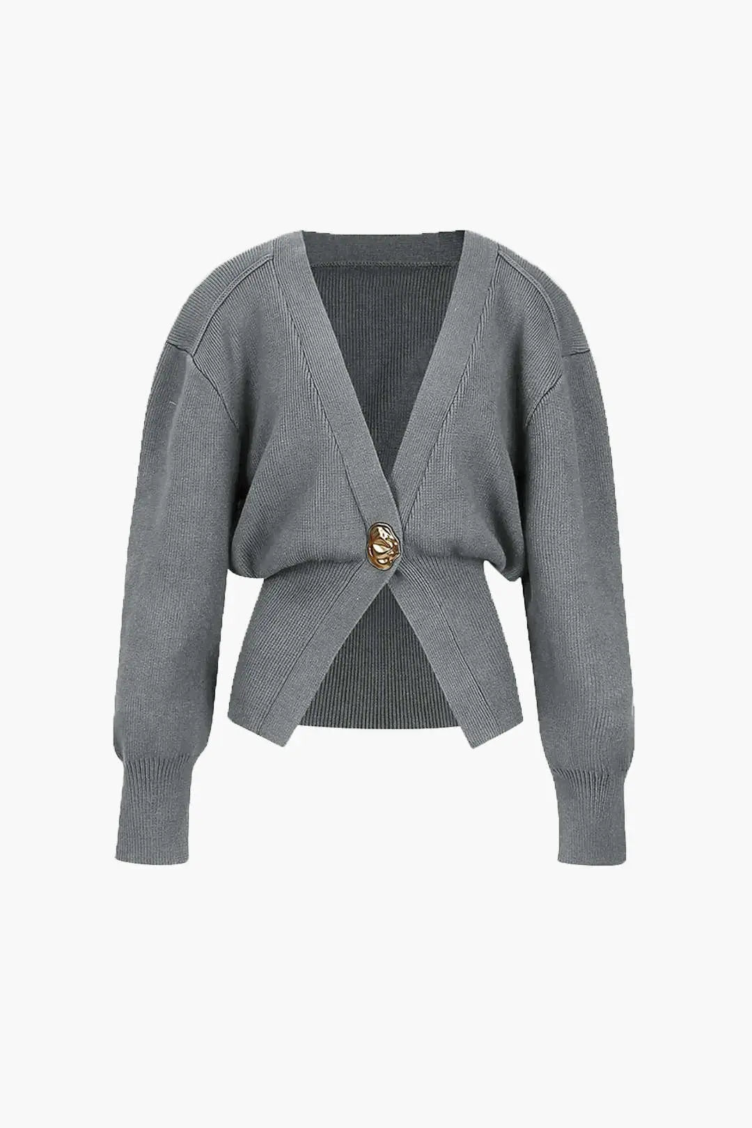 Rosina – Elegant V-hals Kvinde Cardigan-Cardigans-Zuruz-Grå-XS-Zuruz
