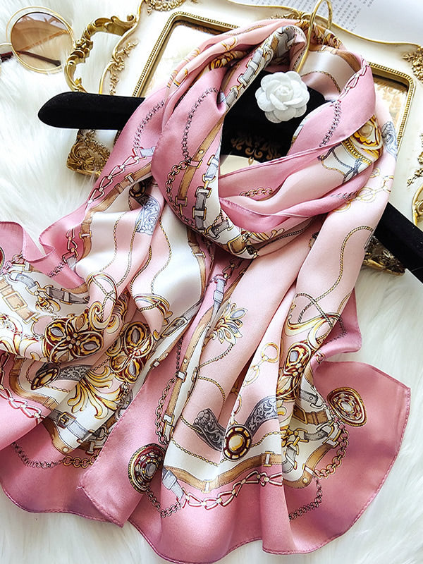 Ginevra – Elegant printet tekstur dame tørklæde-Scarf-Zuruz-Lyserød-170*53 cm-Zuruz