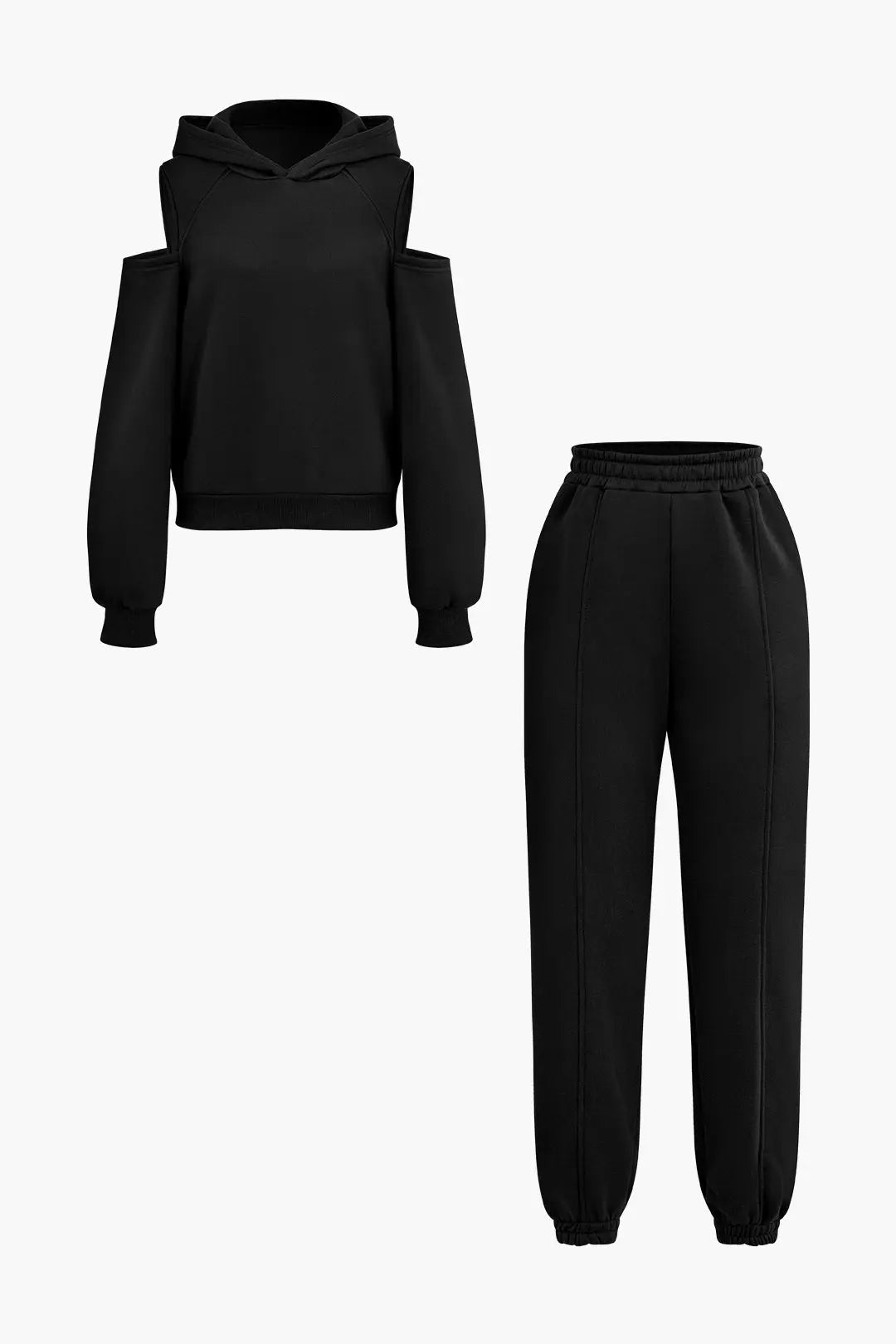 Quinta - Trendy Udsnitsdesign Kvinde Sweatshirt & Bukser Sæt-Sets-Zuruz-Sort-XS-Zuruz