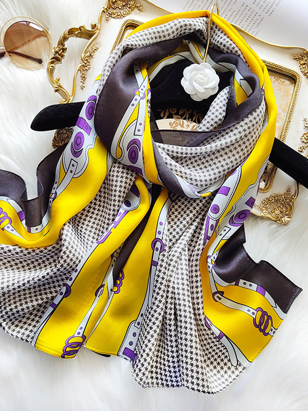 Ginevra – Elegant printet tekstur dame tørklæde-Scarf-Zuruz-Gul-170*53 cm-Zuruz