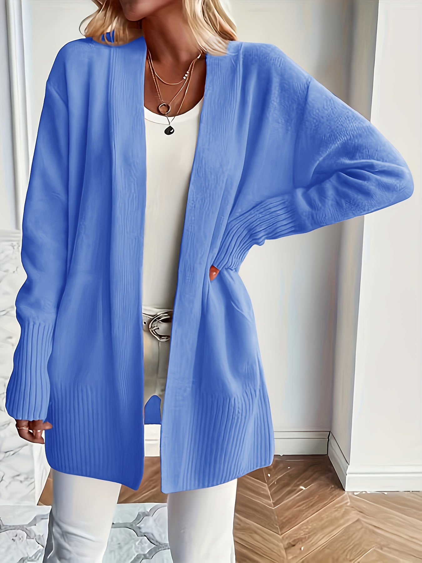 Women'S Cozy Yellow Knit Cardigan - Long Sleeve, V-Neck, Loose Fit, Fall & Winter Stylish Pullover, Autumn Winter Apparel | Vibrant Cardigan | Knit Construction, Cardigan Sweater