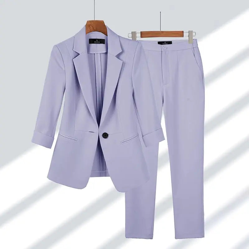 Women'S Tailored Suit - Single-Breasted Blazer & Trousers - Notched Lapels - Business Wear