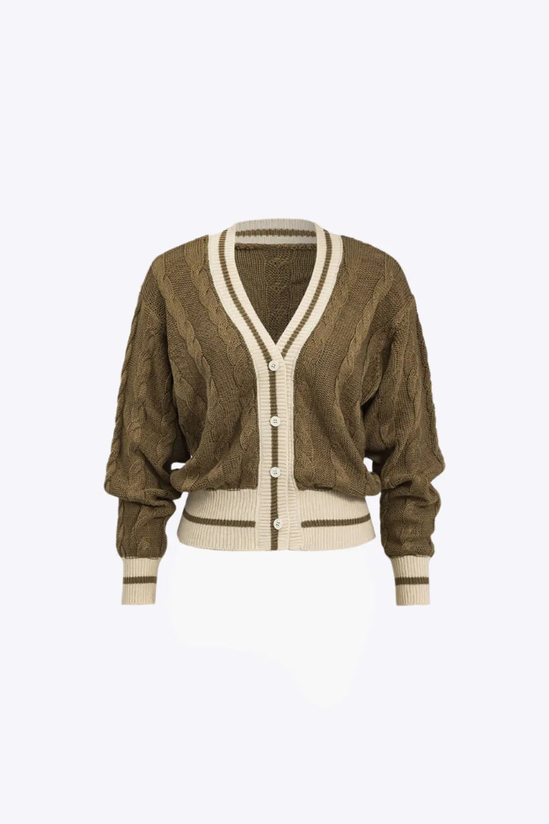 Clarimond – Farveblok Printet Knapdetaljeret Sweater Cardigan til Kvinder-Cardigans-Zuruz-Zuruz