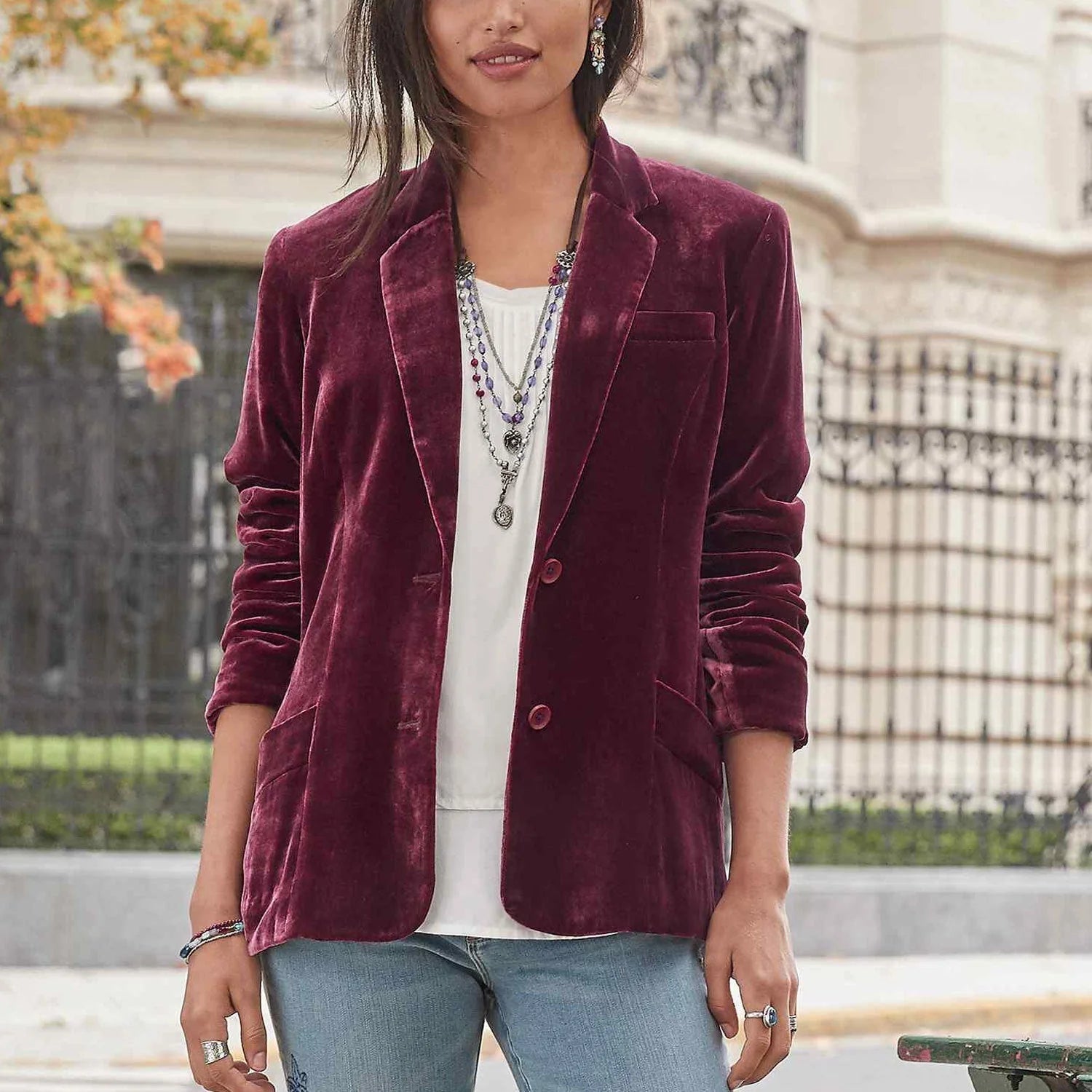 Velvet Blazer Jacket | Luxury Slim Fit | All-Season Women'S Statement Piece