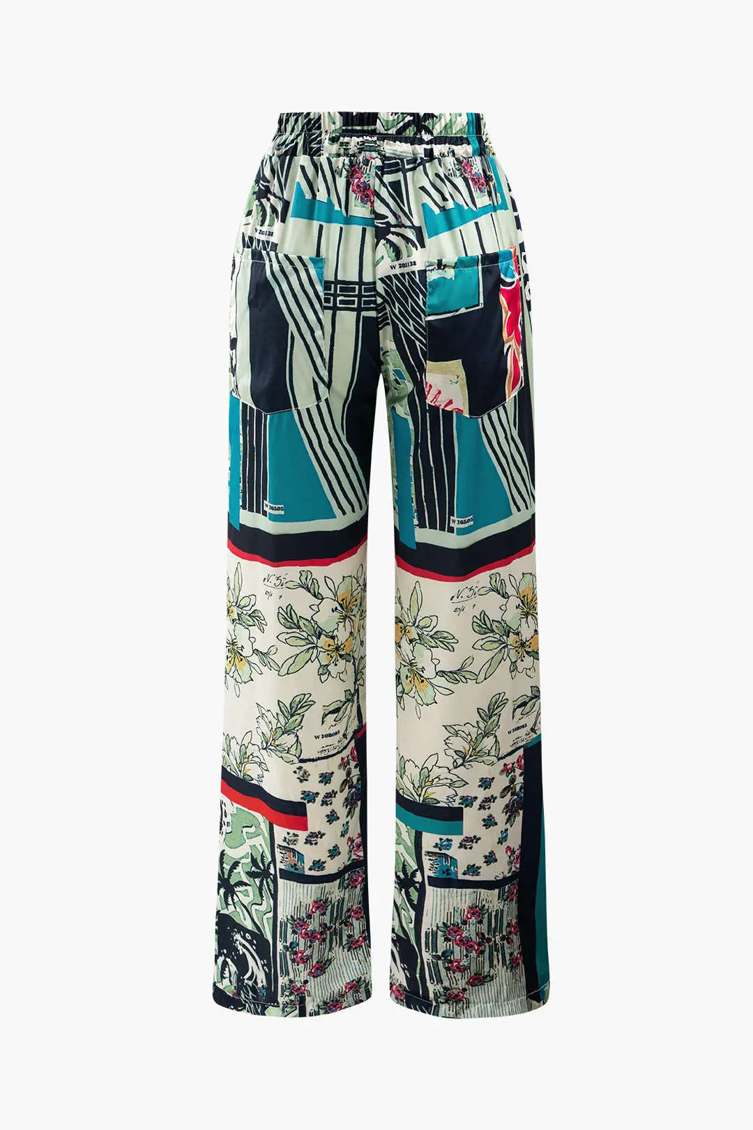 Querida – Trendy blomster-detaljer dame straight fit bukser-Pants-Zuruz-Zuruz