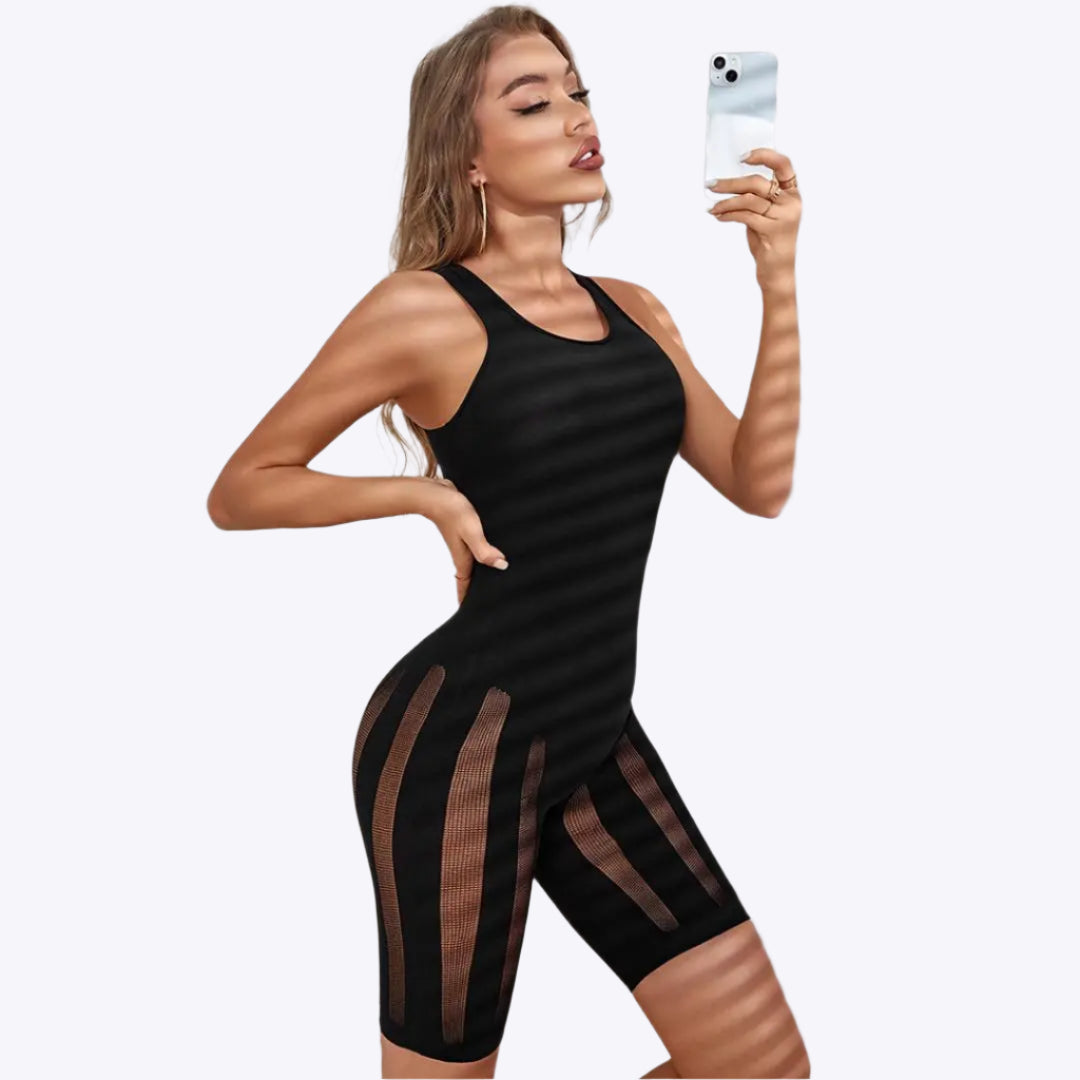 Morgana – Elegant mesh shaper dame jumpsuit-Shapewear-Zuruz-Sort-S-Zuruz