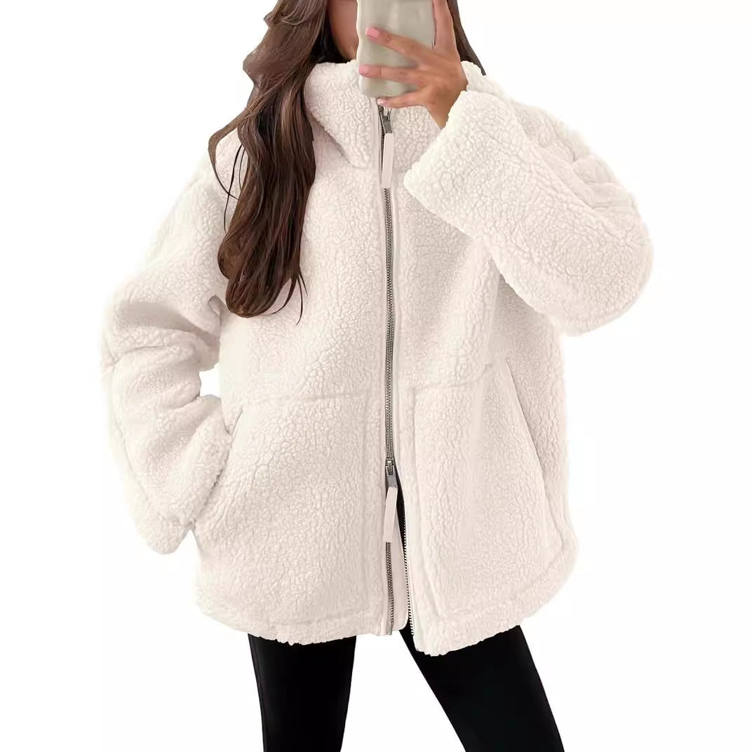 Teddy Zip Jacket til kvinder - hyggelig fleecejakke til vinter og efterår