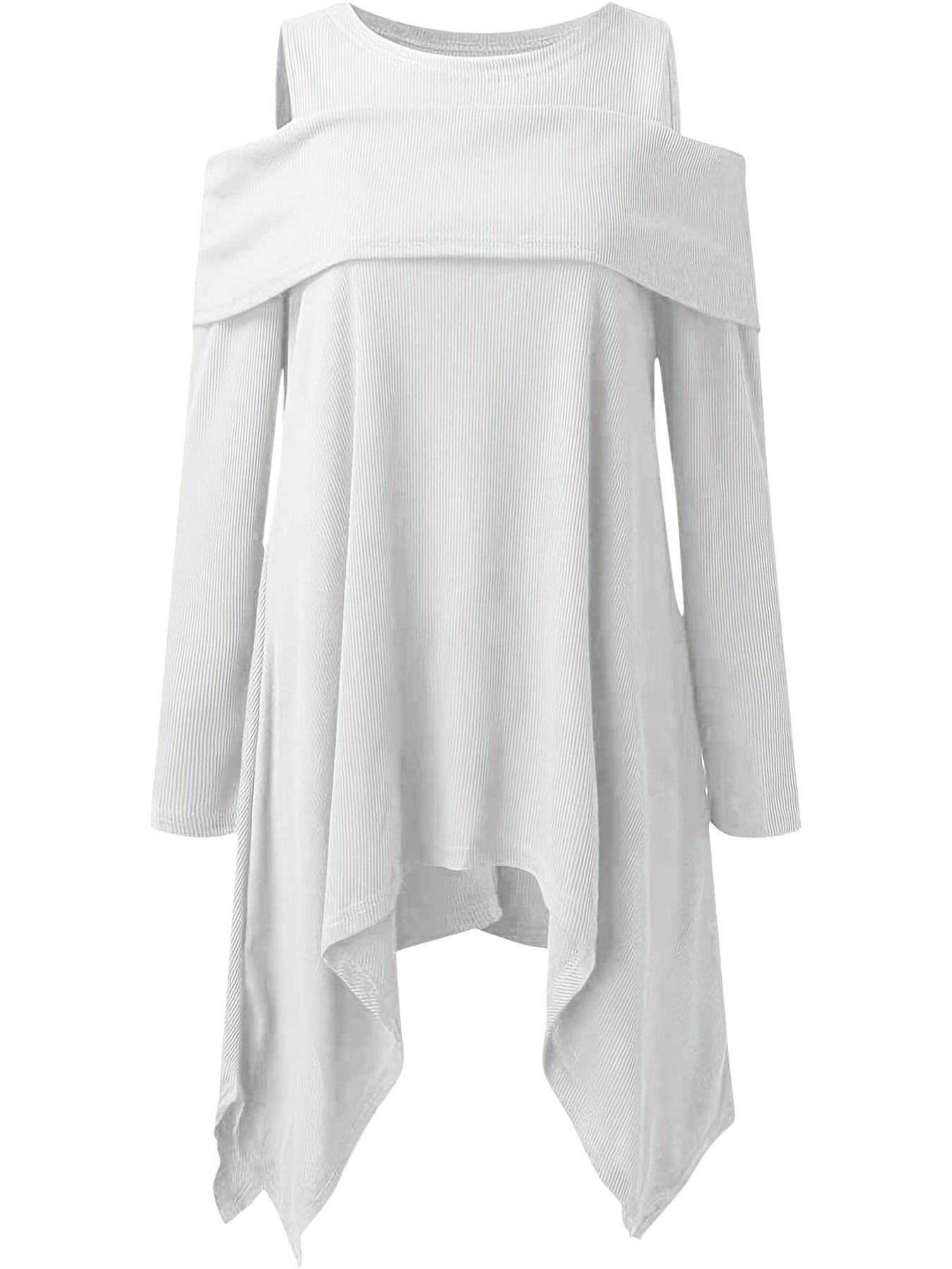 Women's Chic Off-the-Shoulder Long Sleeve Sweater - Stretchy Non-See-Through Pullover, Elegant Party & Everyday Outfits - Machine Washable Women's Fashion Tops, Ladies Sweaters, Casual Wear, Relaxed Fit, Nontransparent Fabric