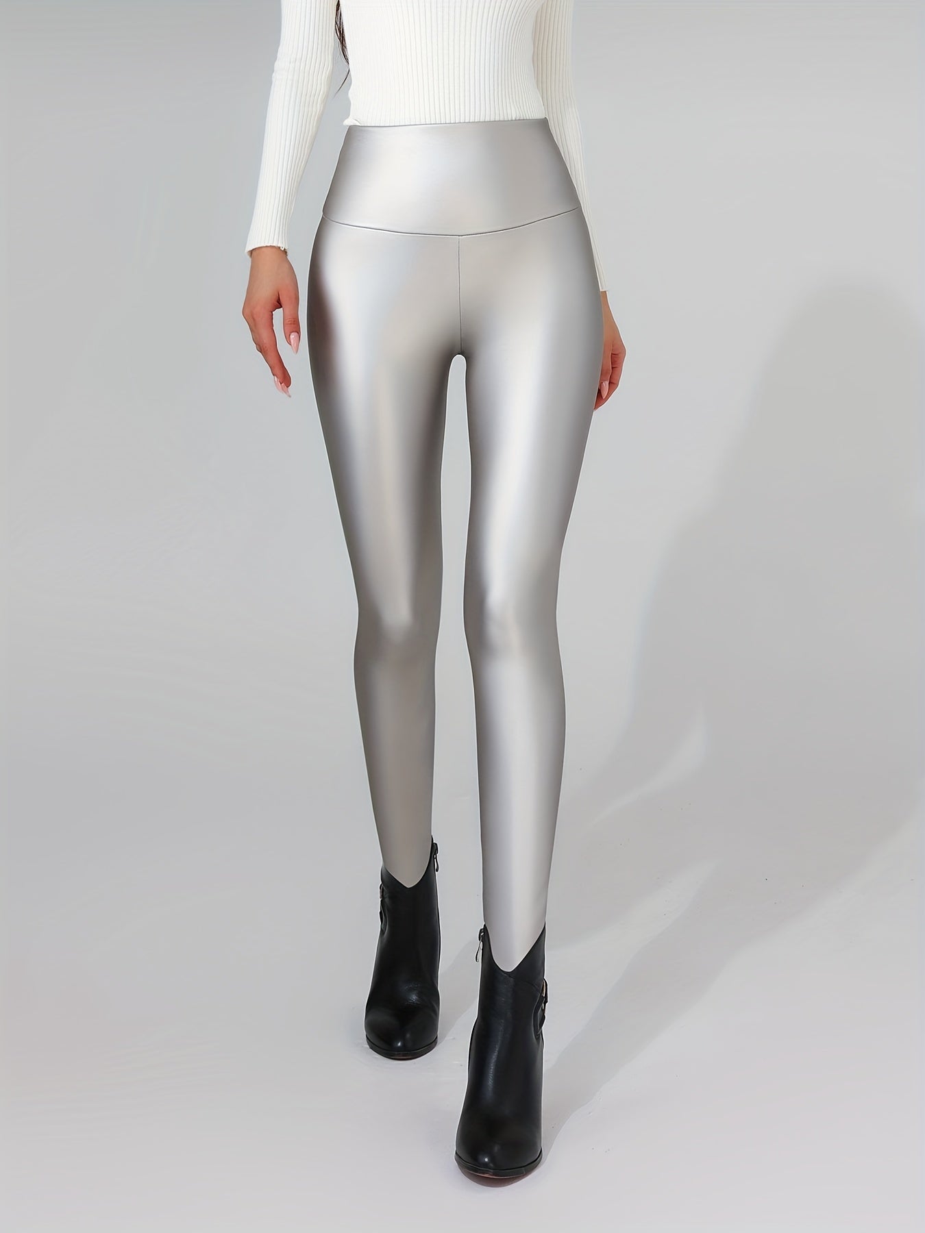 Høj Talje Leggings Strækbar Slankende Effekt Sort Hverdag