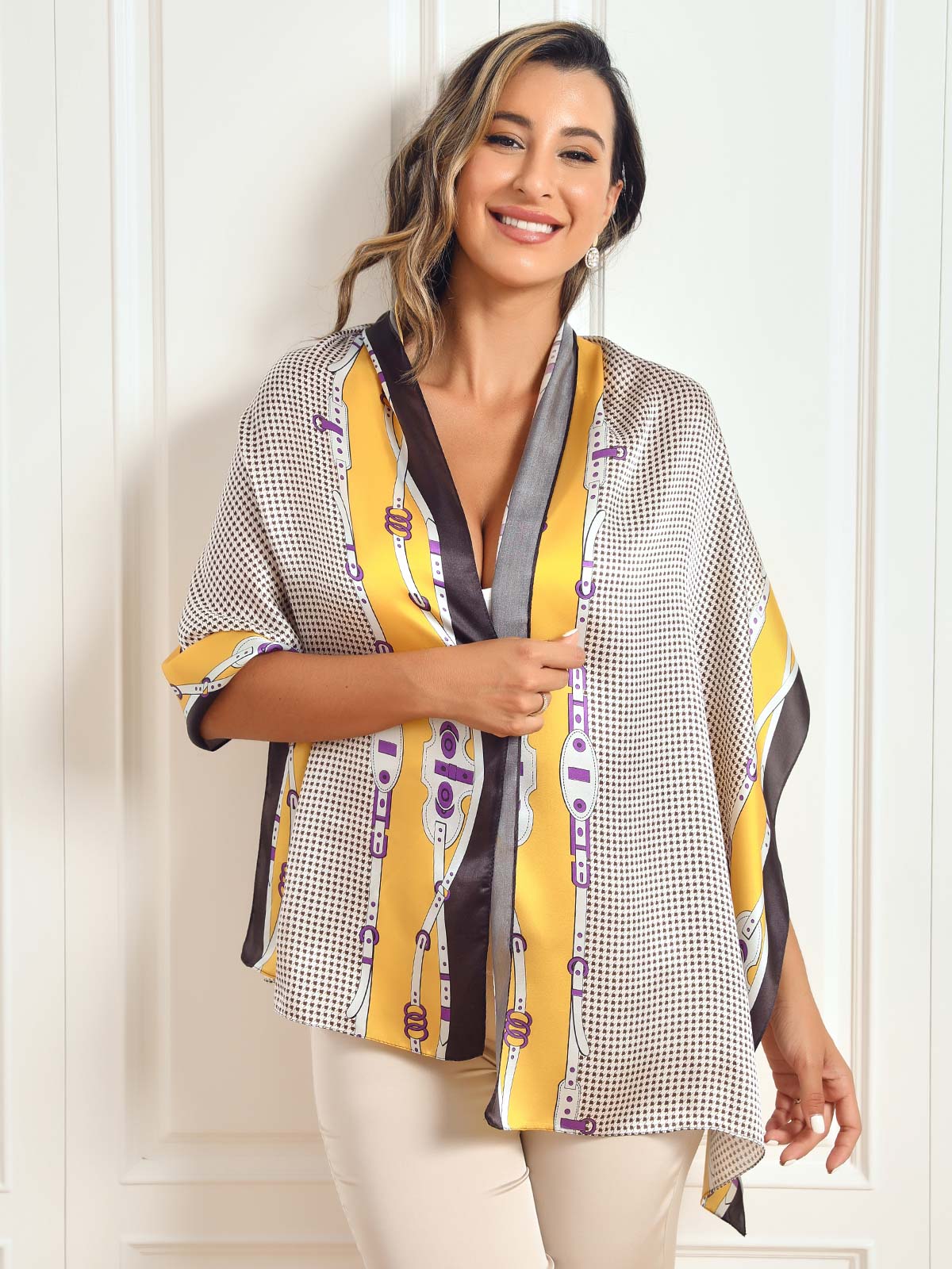 Ginevra – Elegant printet tekstur dame tørklæde-Scarf-Zuruz-Zuruz