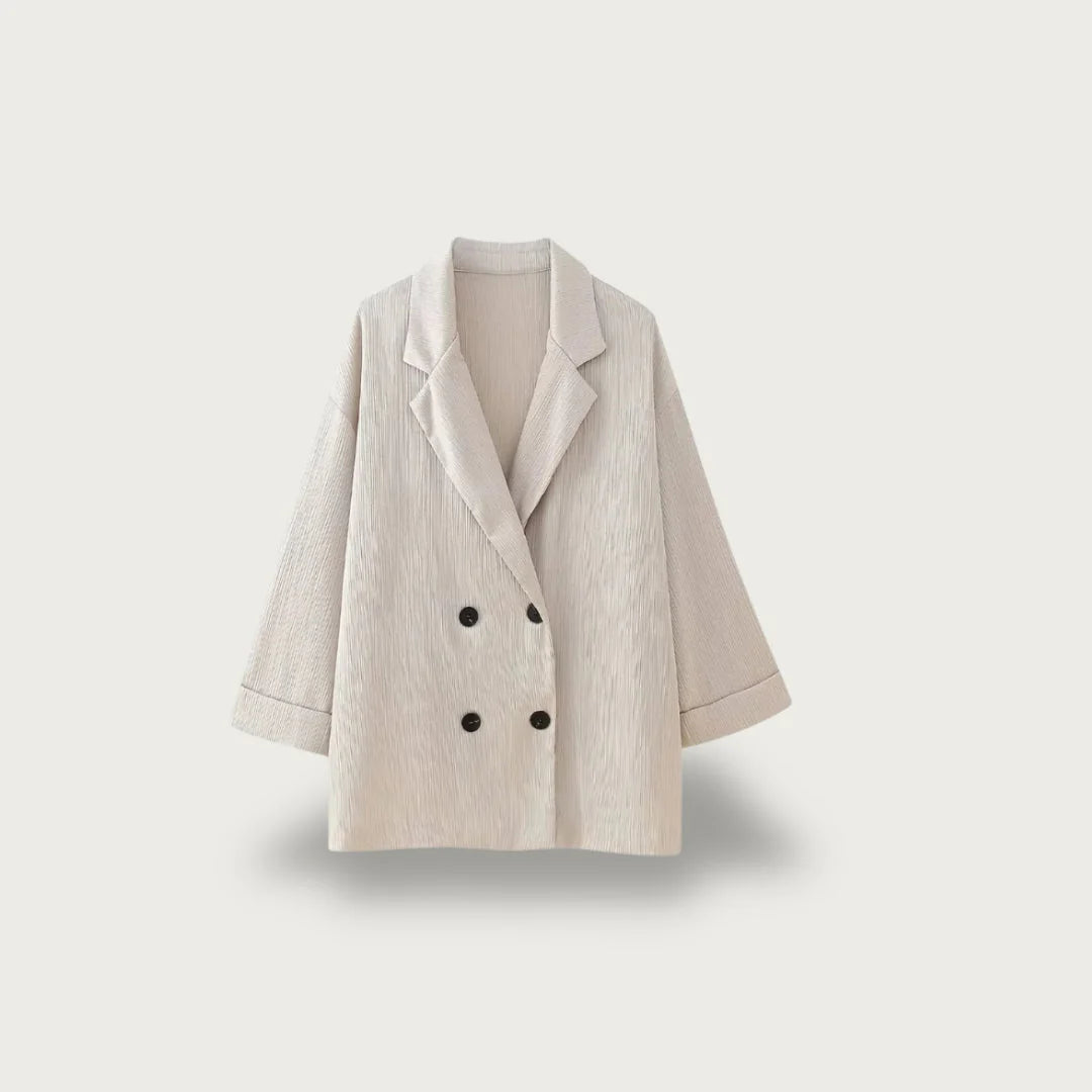 Women’S Blazer – Relaxed Fit – Double-Breasted – Structured Boxy Silhouette – Lightweight