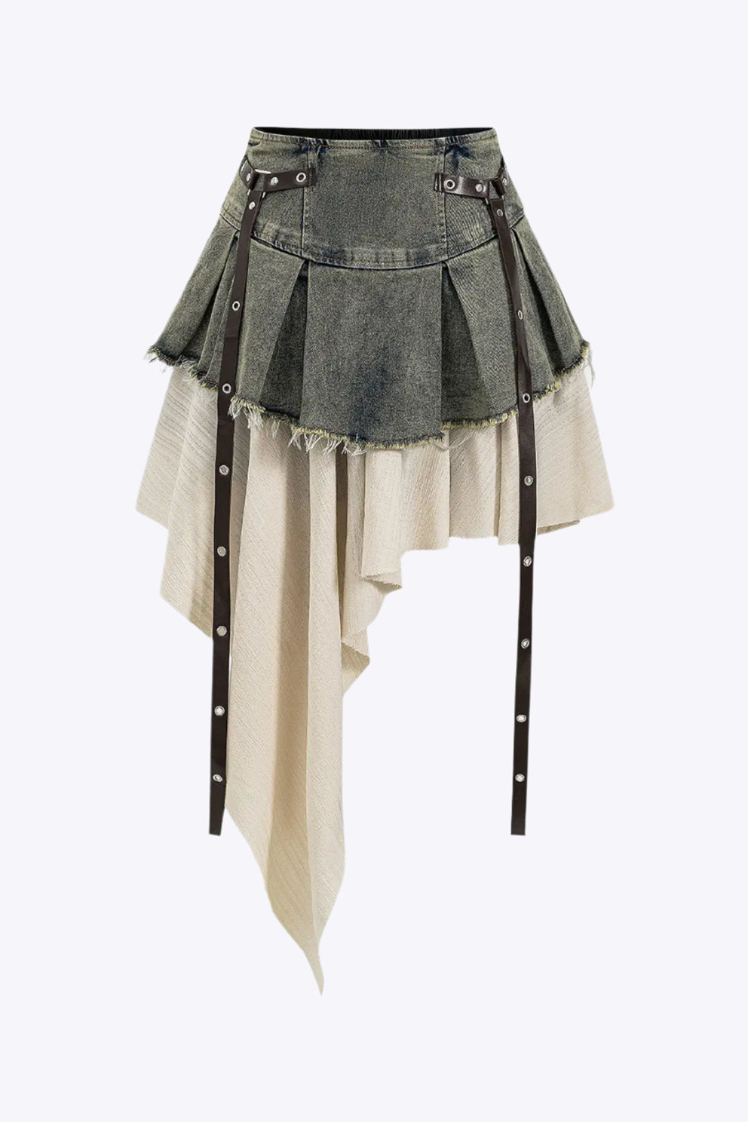 Clarissa – Elegant patchwork detaljer dame højtaljet nederdel-Skirts-Zuruz-Beige-S-Zuruz