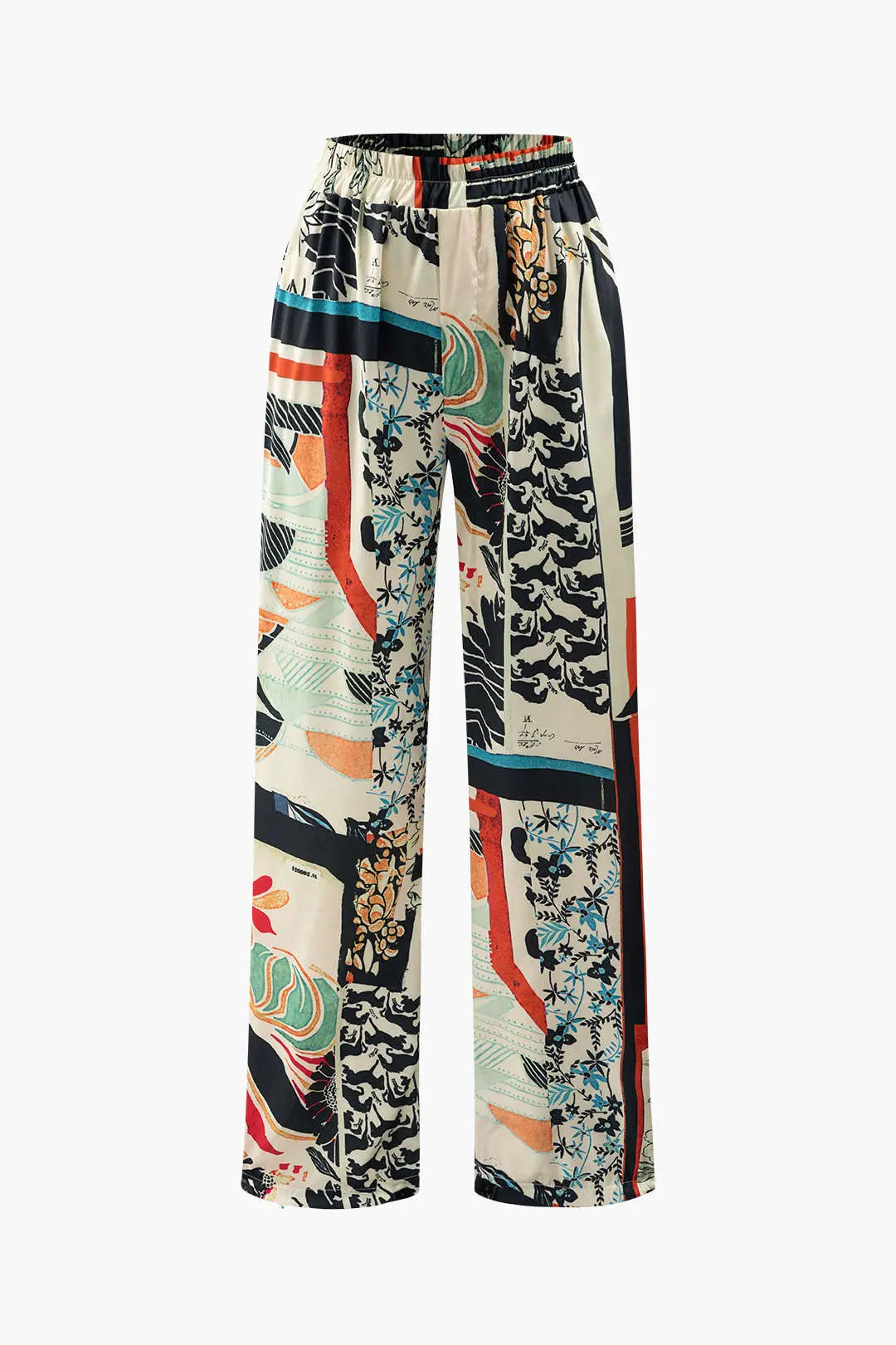 Querida – Trendy blomster-detaljer dame straight fit bukser-Pants-Zuruz-Zuruz