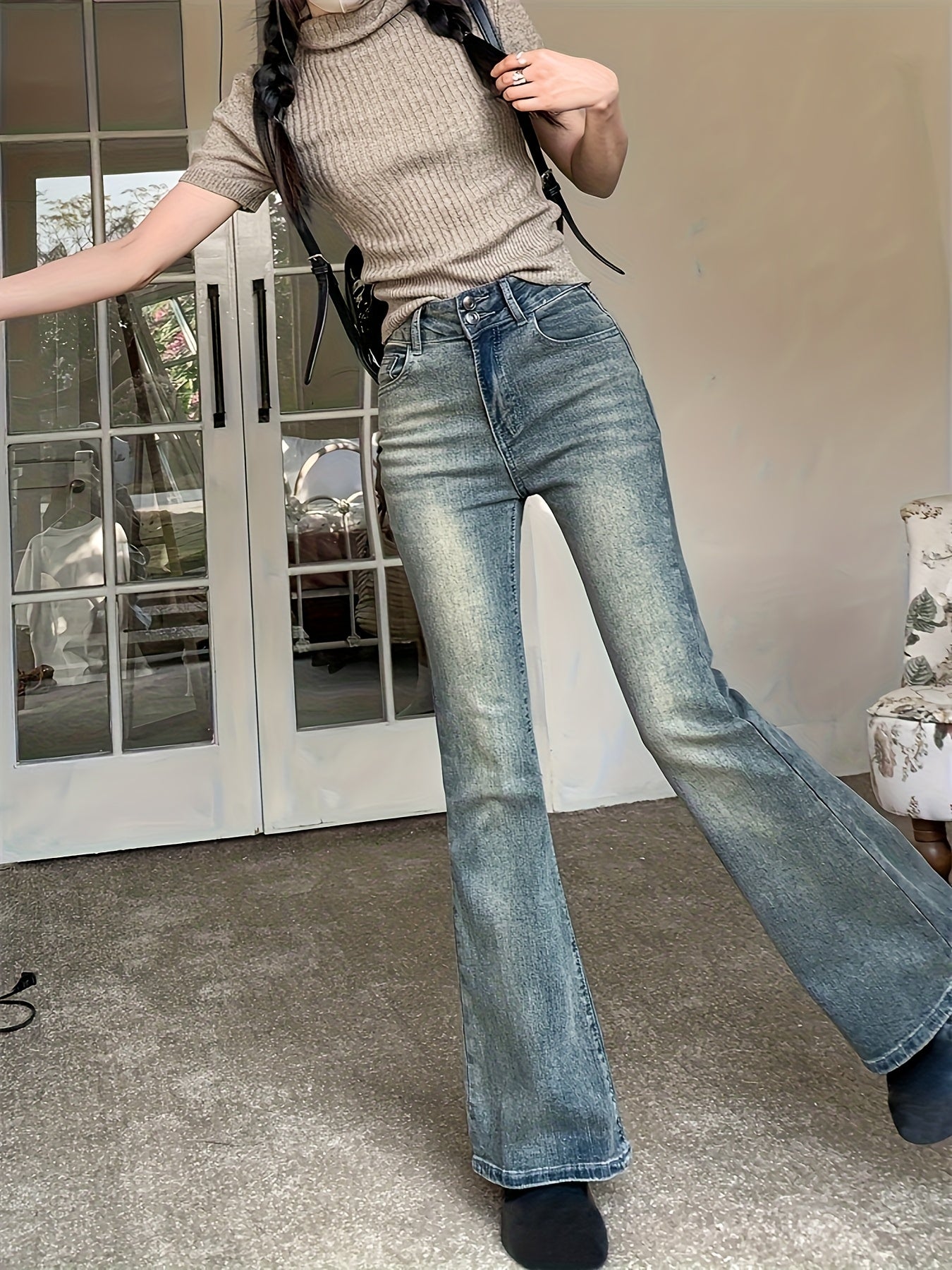 High-Waisted Stretch Flare Jeans
