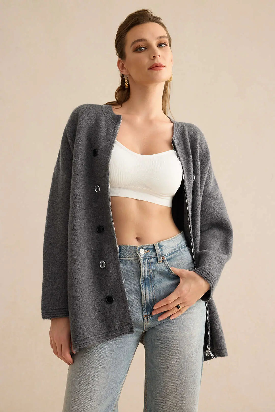 Fabienne – Varm Skræddersyet Strikket Cardigan til Kvinder-Cardigans-Zuruz-Zuruz