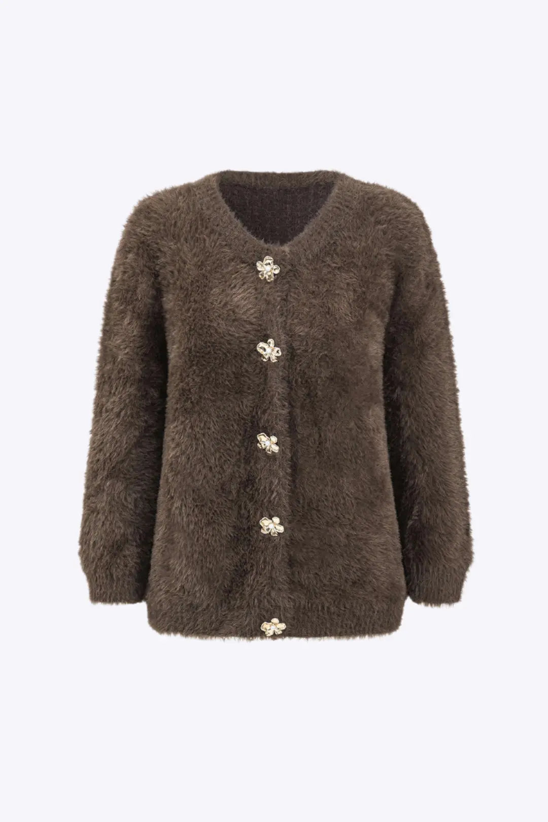 Natalia – Tidløst Strikket Langærmet Kvinde Cardigan-Cardigans-Zuruz-Kaffe-S-Zuruz