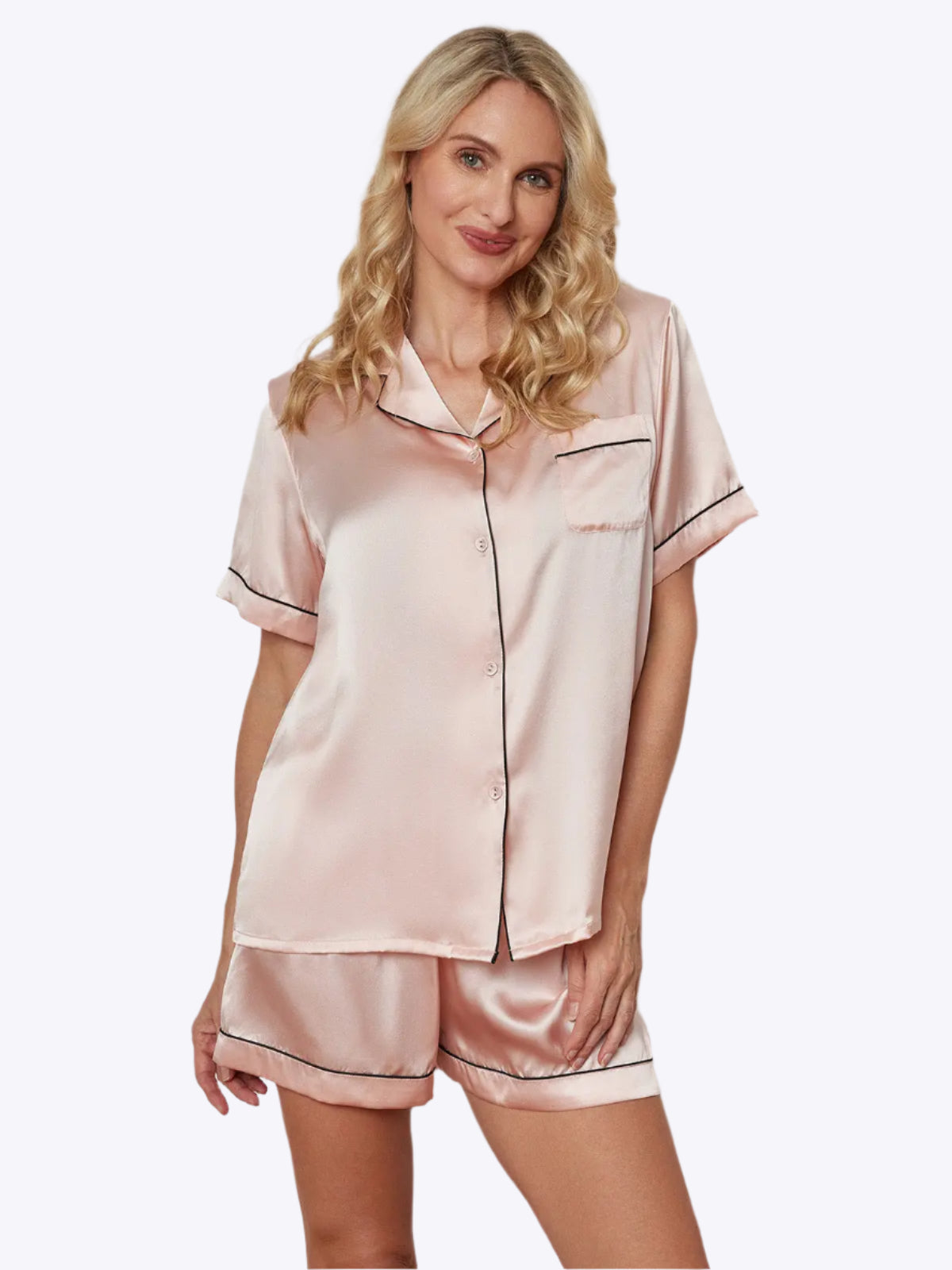 Sarai – Blød og vægtløs dame silkepyjamassæt-Pyjama-Zuruz-Lyserød-XS-Zuruz