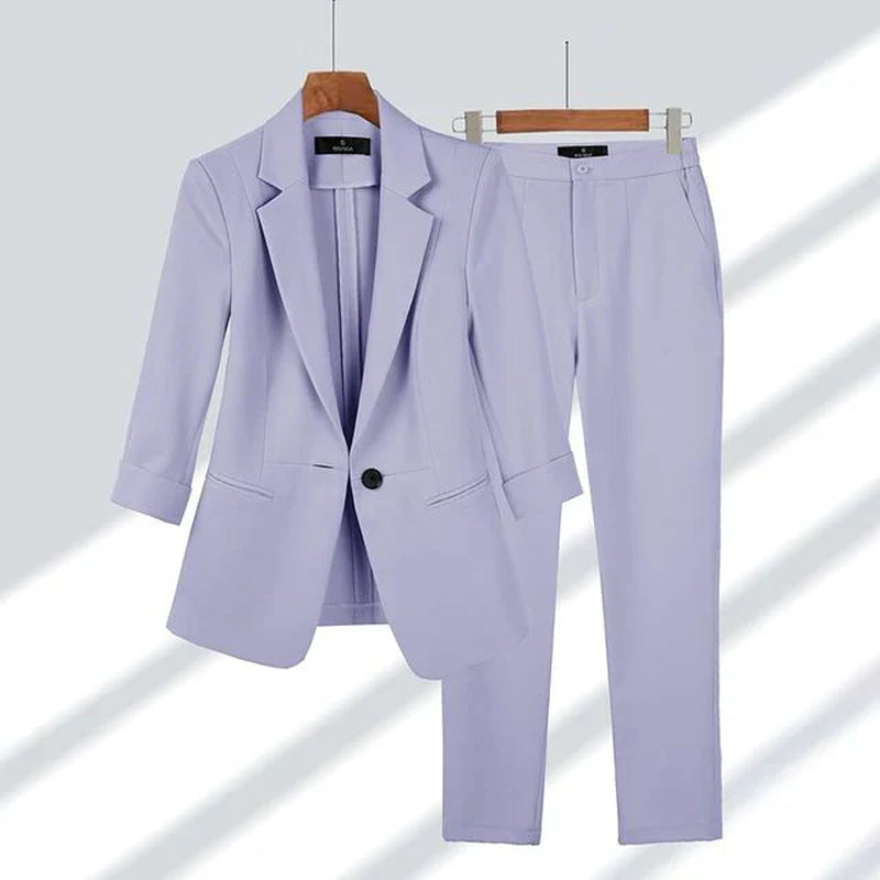 Women’S Blazer and Trouser Set – Tailored Fit – One Button – Office Wear