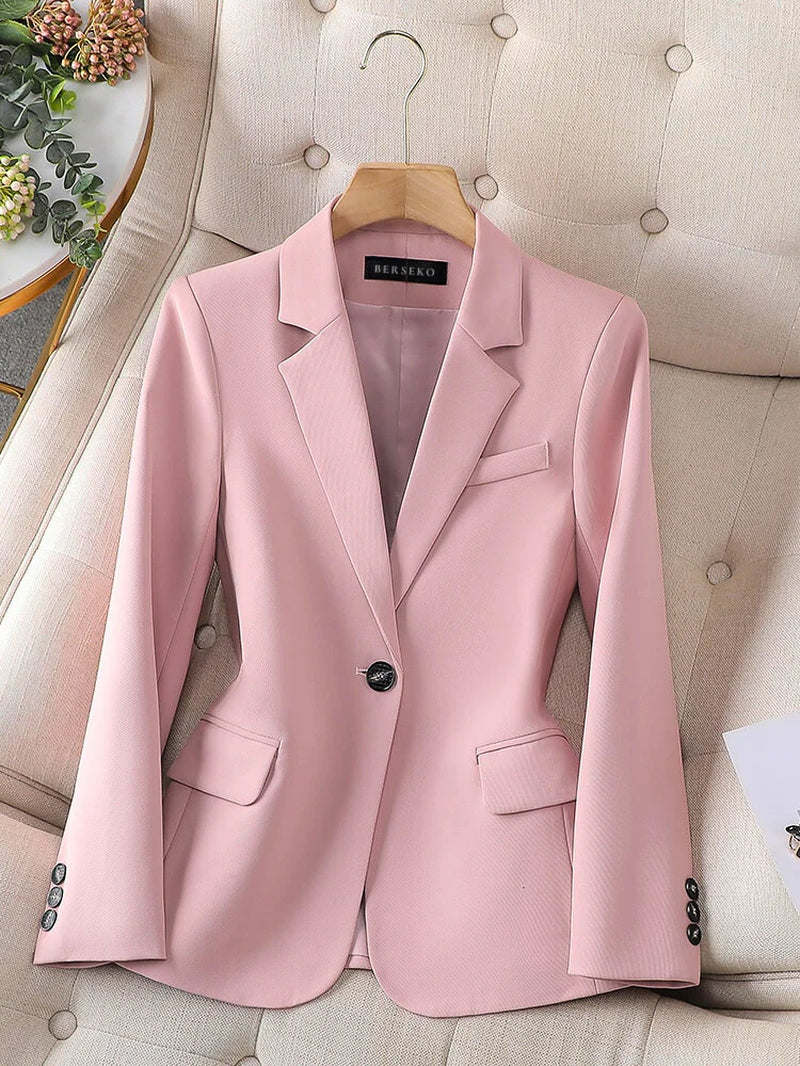Women'S Tailored Blazer - Fitted Silhouette - Single Button - Notched Lapels