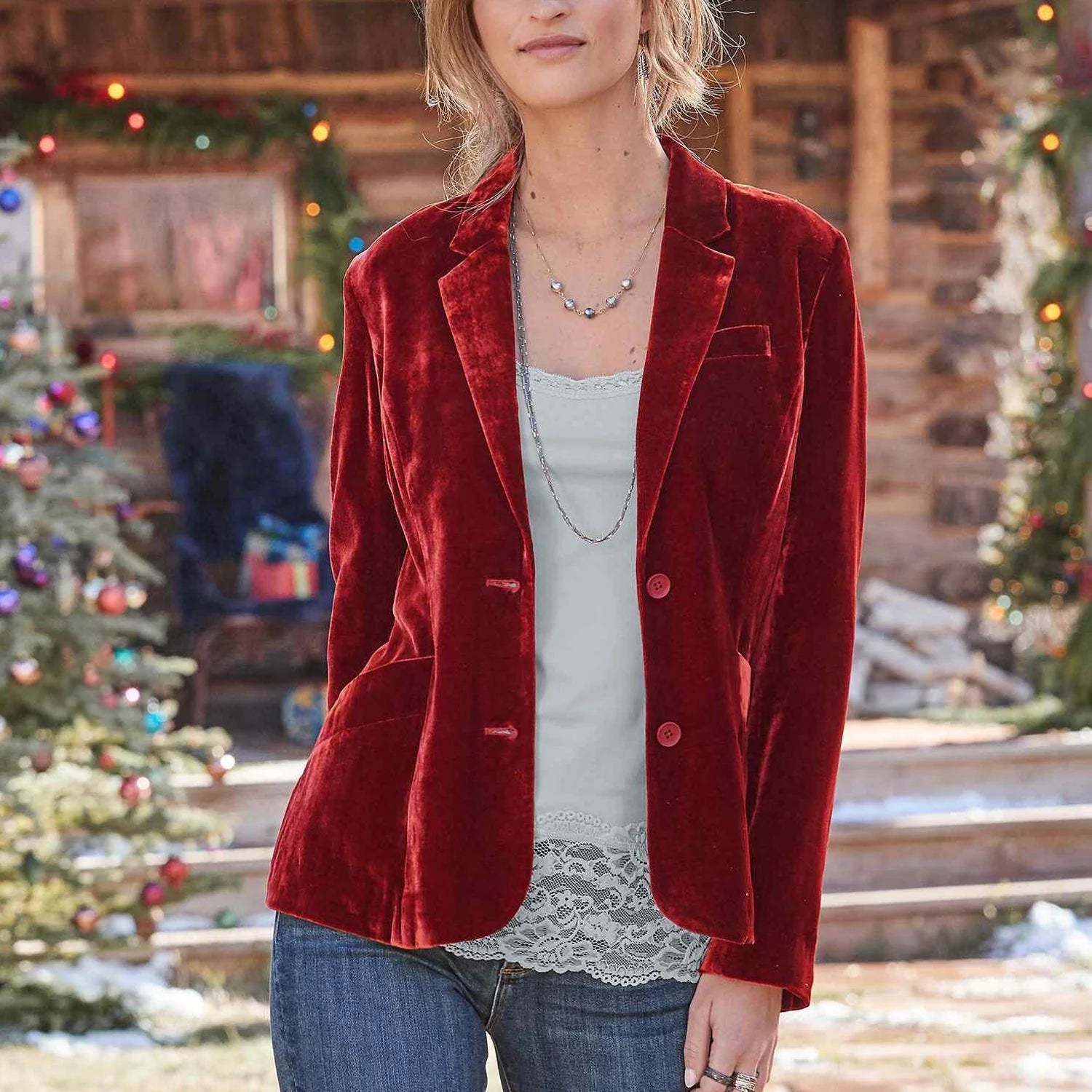 Velvet Blazer Jacket | Luxury Slim Fit | All-Season Women'S Statement Piece