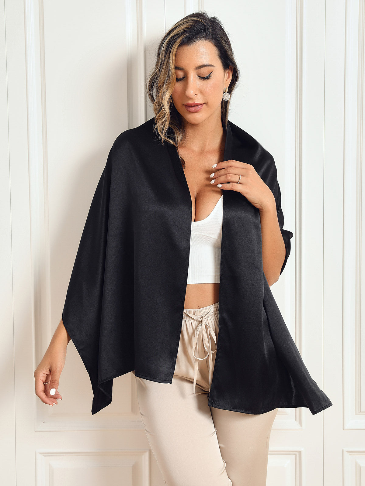 Corinne – Tidløs ensfarvet dame langt tørklæde-Scarf-Zuruz-Sort-170x53cm-Zuruz