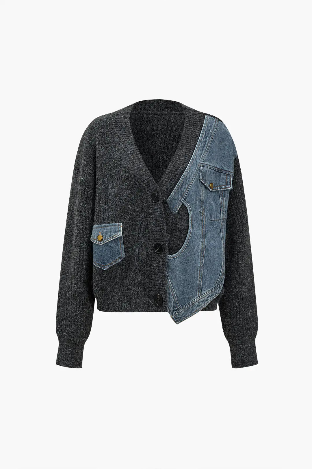 Theodosia – Asymmetrisk Design med Lommer Kvinde Cardigan-Cardigans-Zuruz-Grå-S-Zuruz