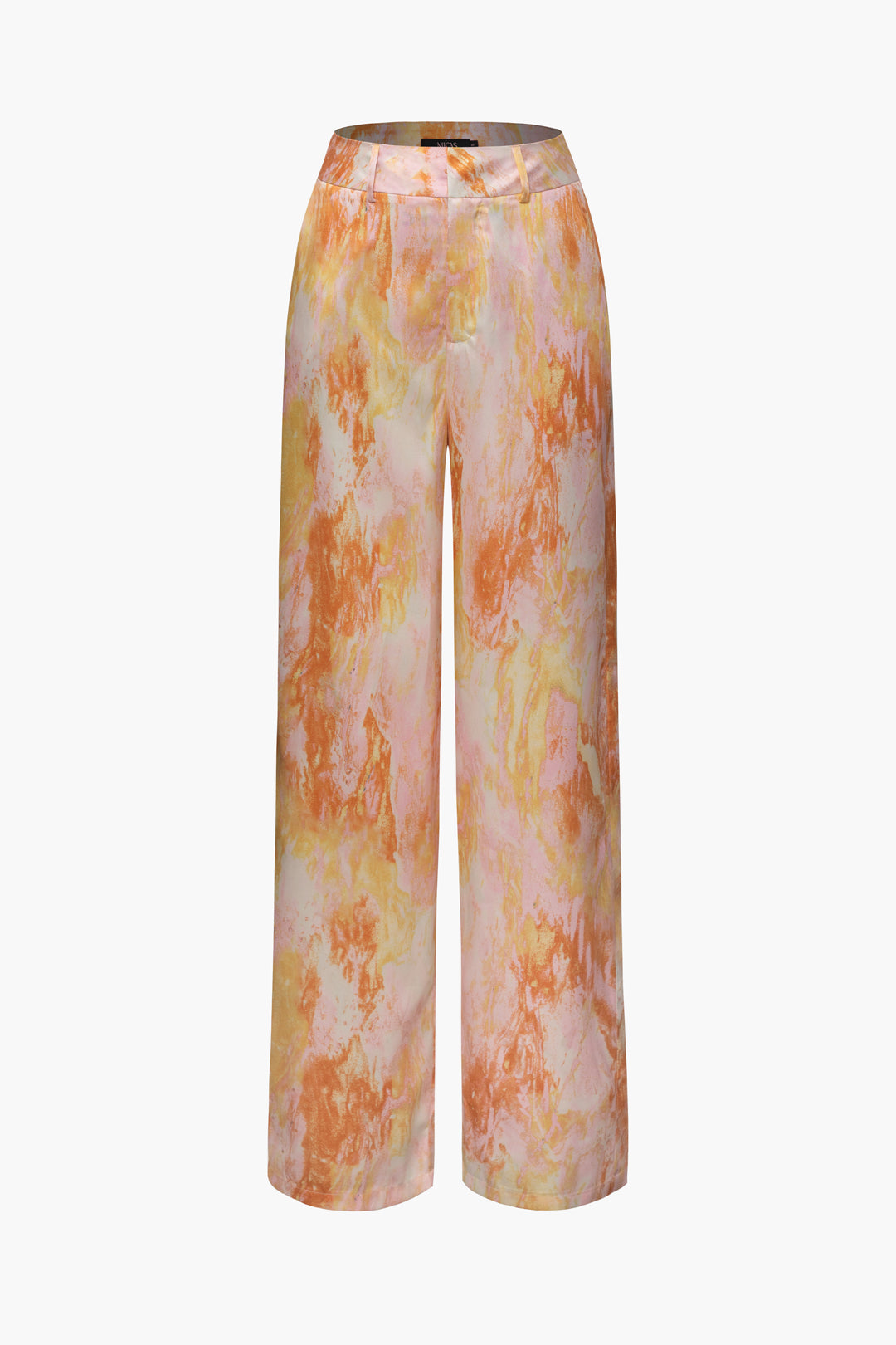 Juliana – Elegant marmorprint dame bukser i fuld længde-Pants-Zuruz-Orange-XS-Zuruz