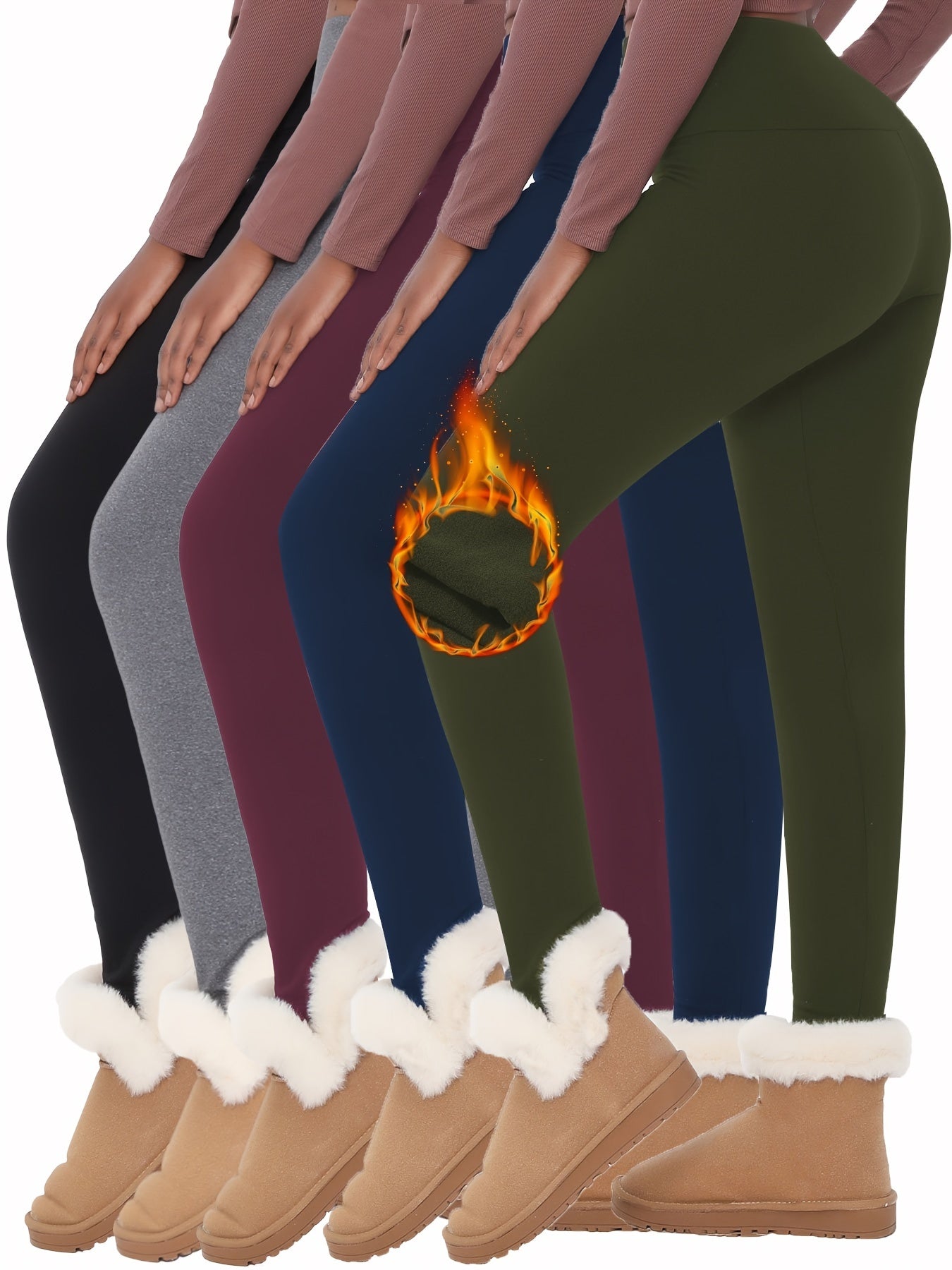 Termofleece Leggings Høj Talje Damer Vintertræning Komfort