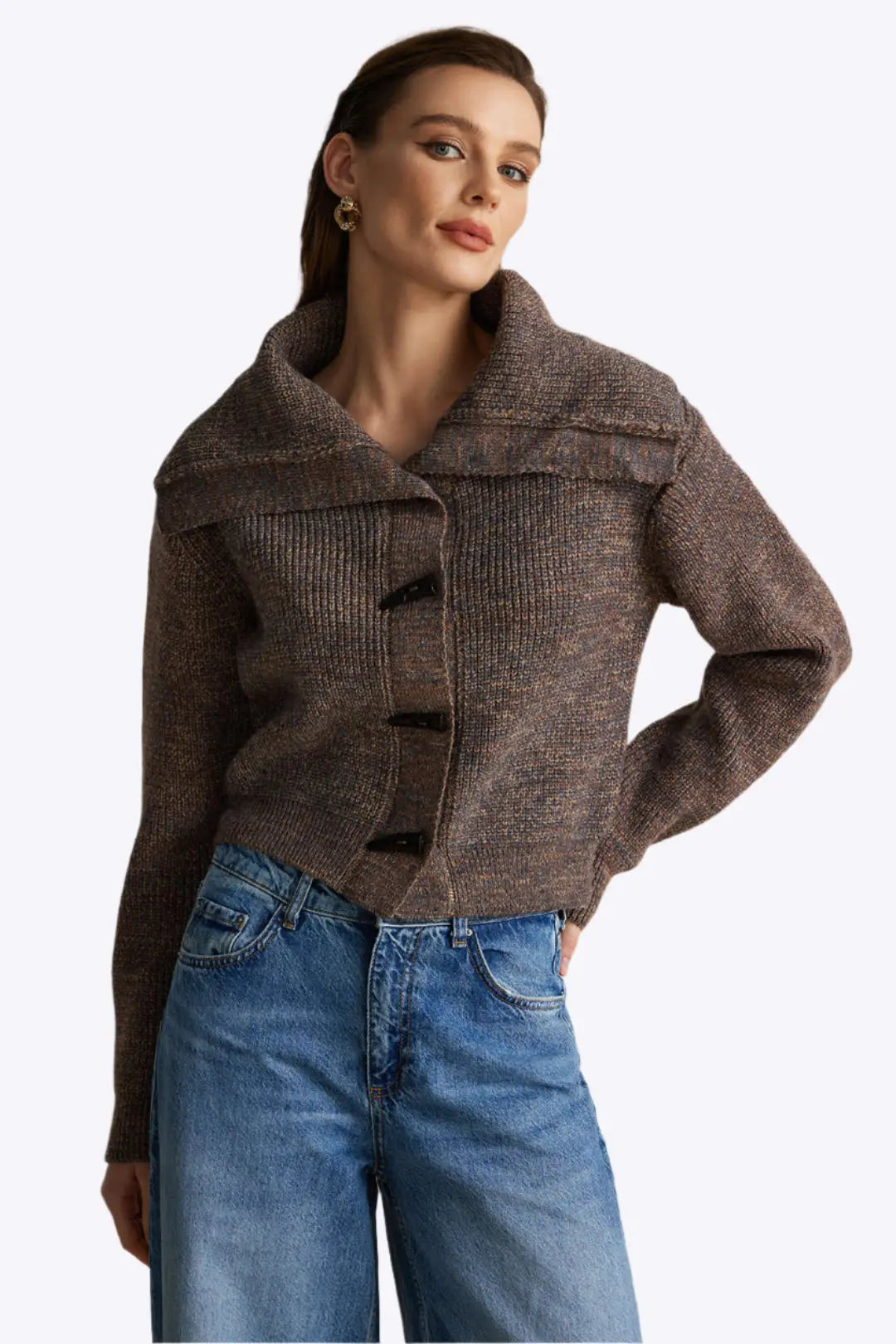Lucienne – Varm og Stilfuld Kvindestrikket Knap Cardigan-Cardigans-Zuruz-Kaki-S-Zuruz