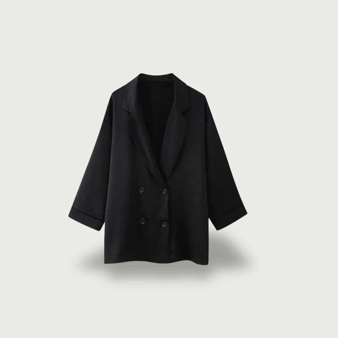 Women’S Blazer – Relaxed Fit – Double-Breasted – Structured Boxy Silhouette – Lightweight
