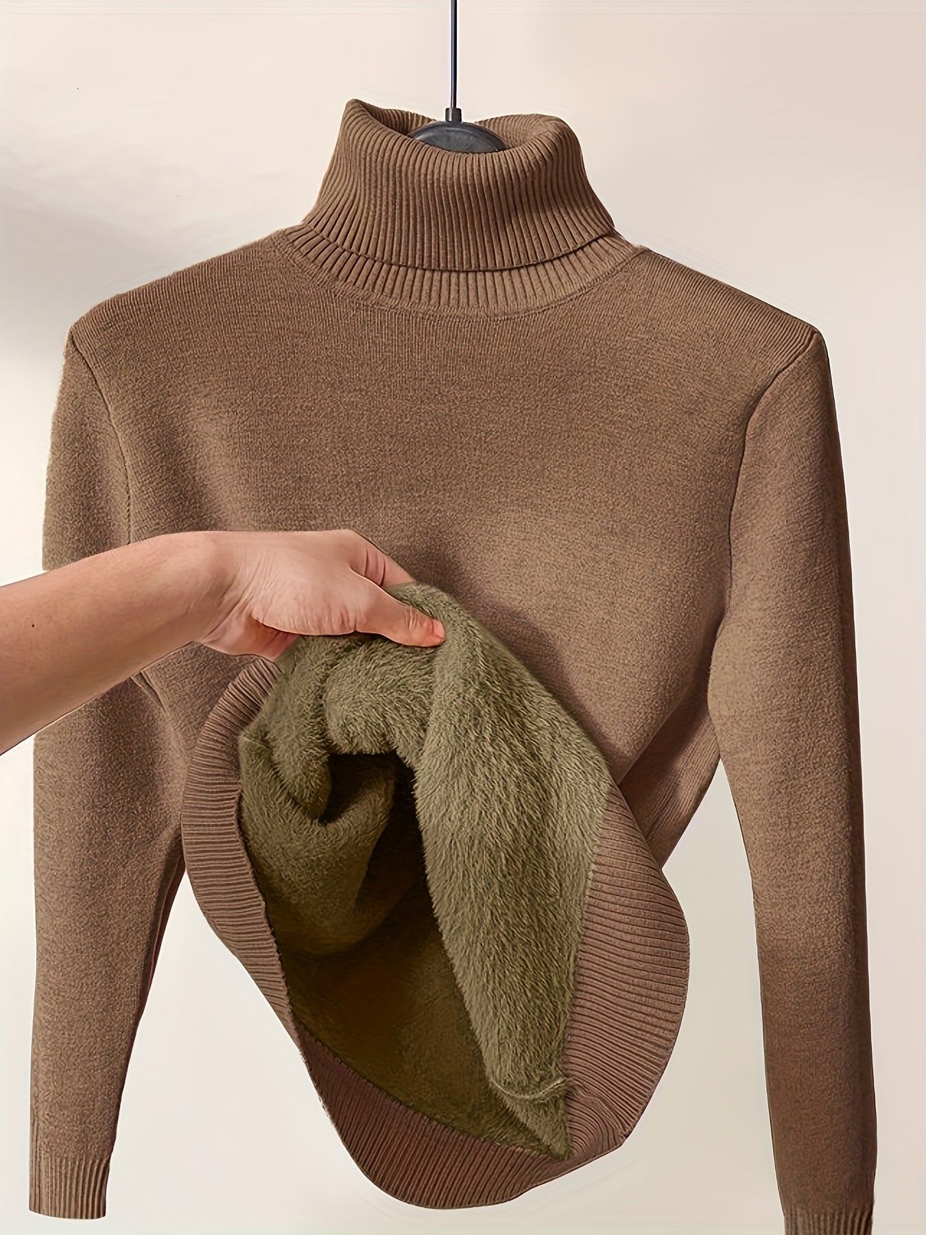 Women's Casual High Neck Turtleneck Sweater - Soft Stretchy Pullover, Solid Color Fall Winter Warmth, Hand Wash/Dry Clean, Comfortable Autumn Wear, Minimalistic Design, Medium Elasticity